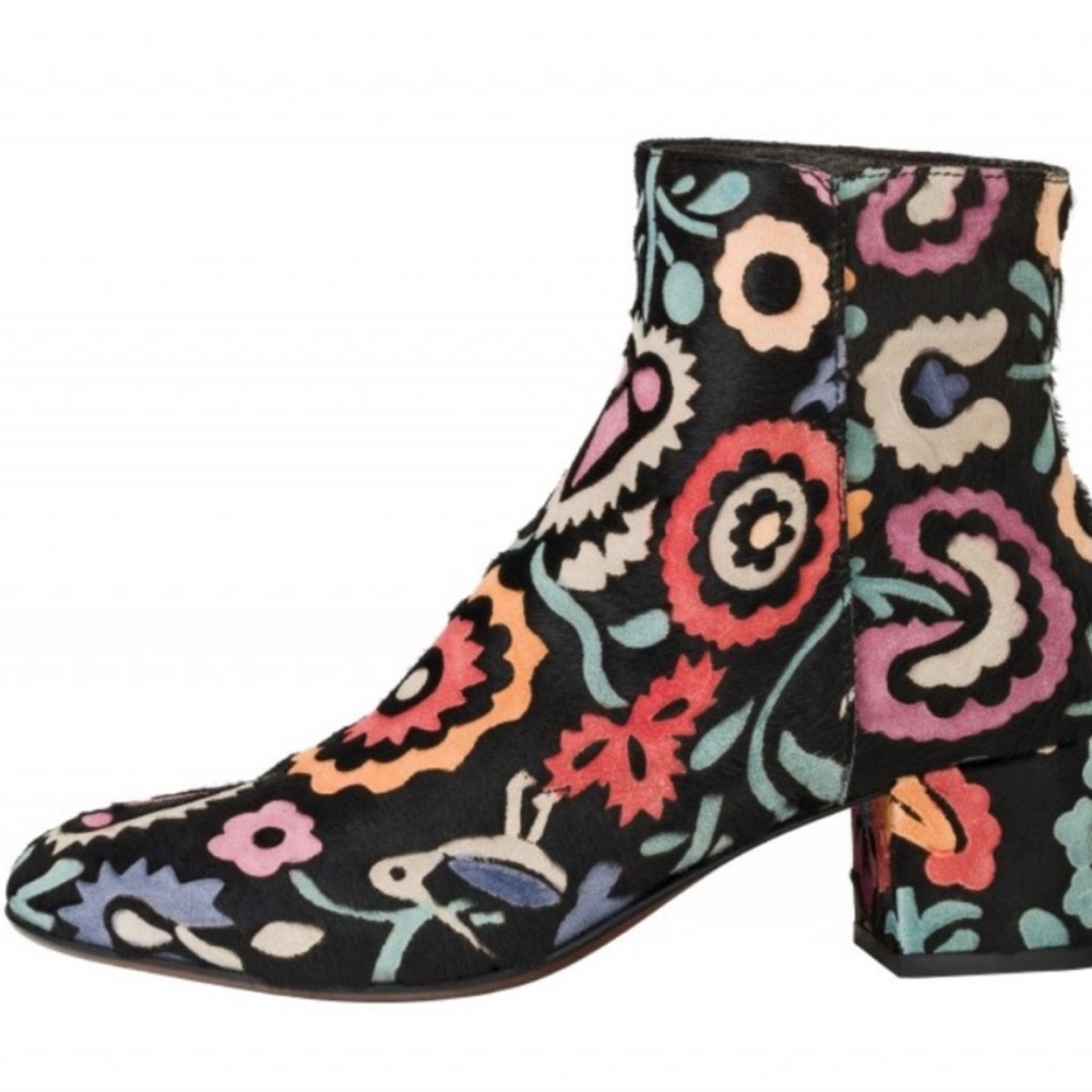 AGL pony hair floral boho booties Made in Italy 36.5